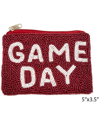 Womens Game Day Sports Seed Bead Coin Wallet, Basketball Football Bag, Sports Wallet